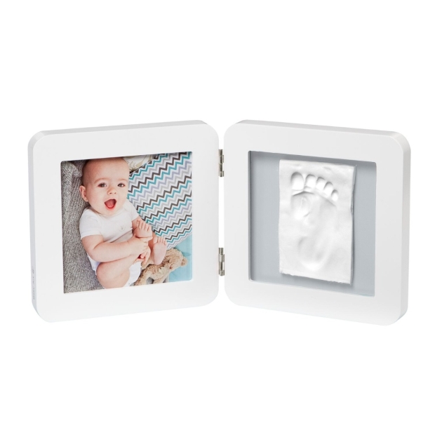 BABY ART dvigubas kvadratinis nuotraukos rėmelis su įspaudu WHITE ESSENTIALS