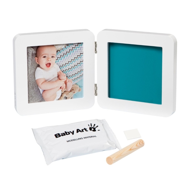 BABY ART dvigubas kvadratinis nuotraukos rėmelis su įspaudu WHITE ESSENTIALS