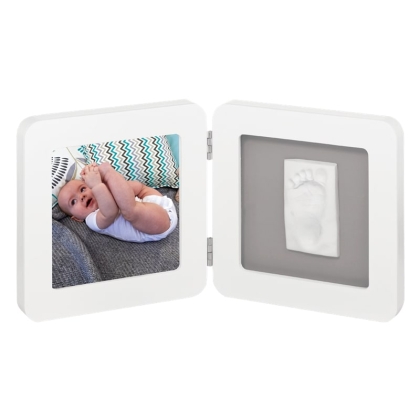 BABY ART dvigubas kvadratinis nuotraukos rėmelis su įspaudu WHITE&Grey