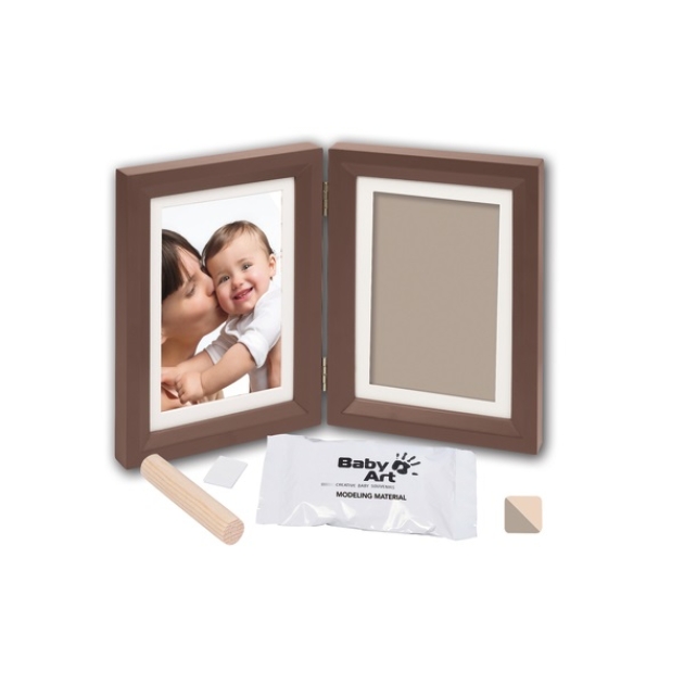 Baby Art Dvigubas stačiakampis rėmelis su įspaudu (brown&taupe/beige)