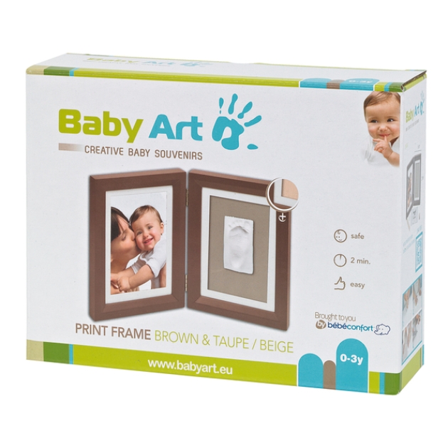 Baby Art Dvigubas stačiakampis rėmelis su įspaudu (brown&taupe/beige)