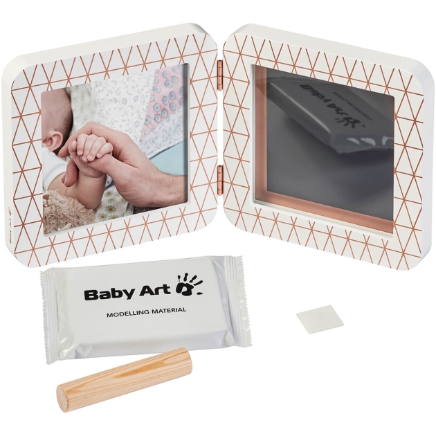 BABY ART Trigubas kvadratinis rėmelis su įspaudais Copper Edition