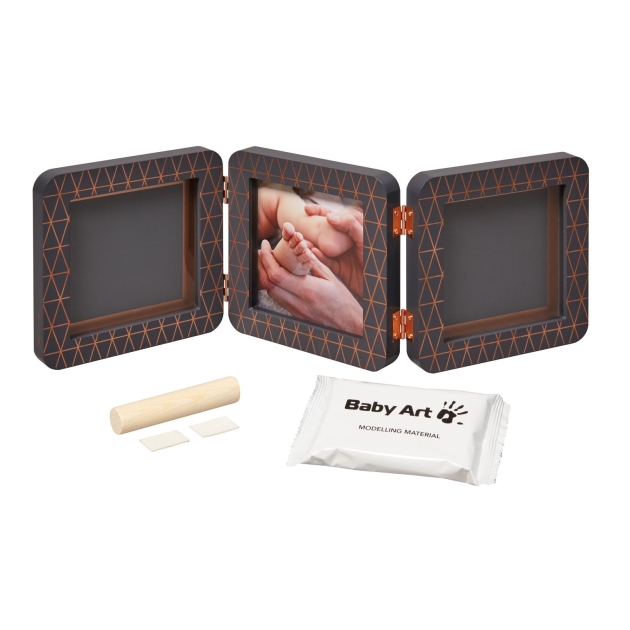 BABY ART Trigubas kvadratinis rėmelis su įspaudais Copper Edition Dark