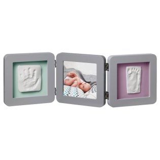 BABY ART Trigubas kvadratinis rėmelis su įspaudais  GREY