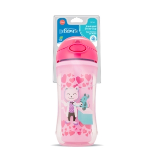 Gertuvė su šiaudeliu (nuo 12 mėn.) 300ml, rožinė