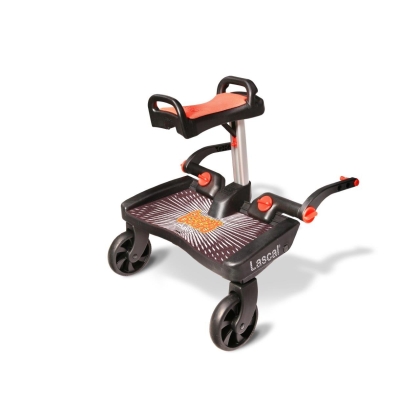 Lascal laiptelis - platforma Buggy Board MAXI+ BLACK su kėdute Red
