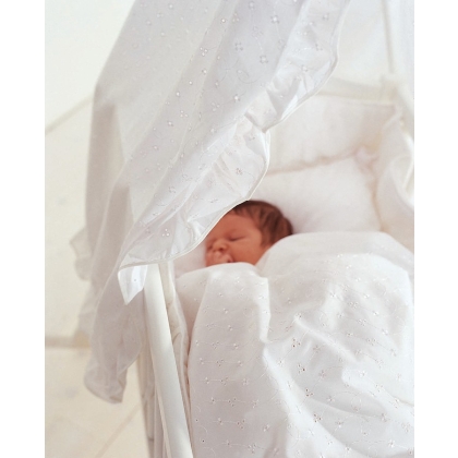 Lovos apsauga lopšeliui Broderie Anglaise white