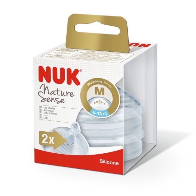 NUK NATURE SENSE žindukas  M skylutės 6-18 mėn., 2vnt.