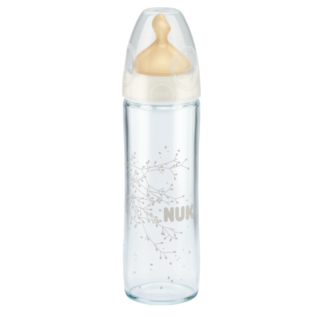 NUK New Classic buteliukas 240ml su lateksiniu žinduku M Nr.1