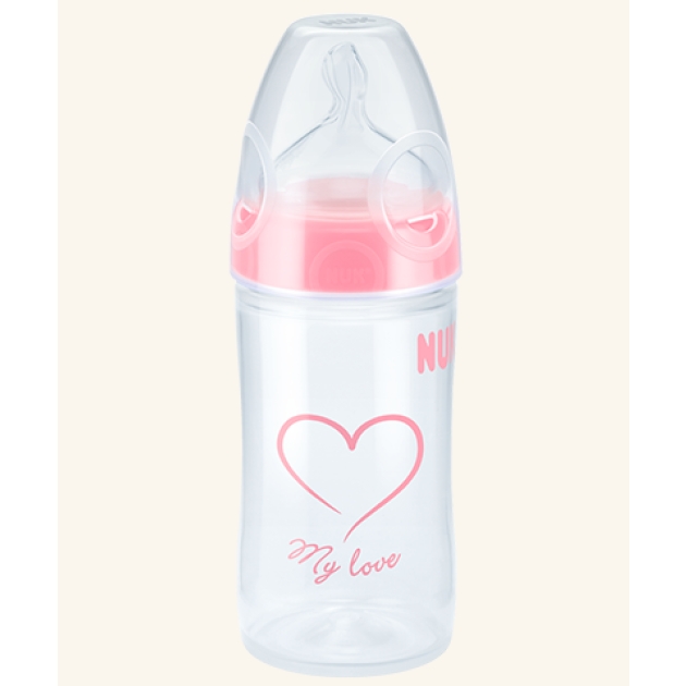 NUK New Classic polipropileno buteliukas 250 ml su silikono žinduku 6-18 mėn.