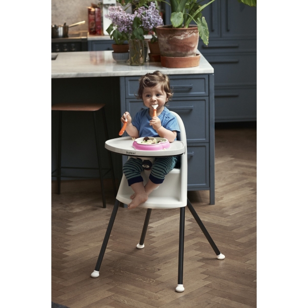 Komplektas – lekštė, šaukštas ir šakutė 2 kompl. Baby Bjorn PINK/PURPLE