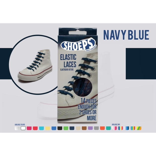 Shoeps elastingi batų raiščiai NAVY BLUE