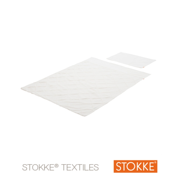 Stokke® Sleepi™ Mini patalynės komplektas 100x135cm + pagalvės užvalkalas 40x60cm, Classic WHITE