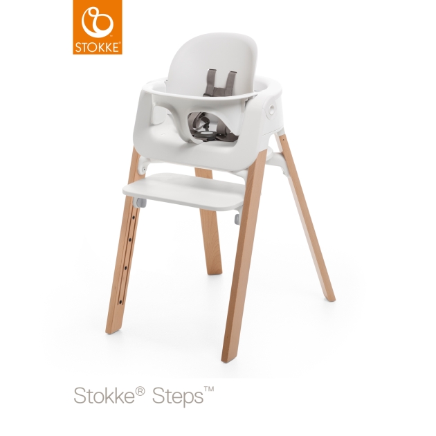 Stokke Steps maitinimo kėdutė (nuo 6 mėn.) su balta sėdyne