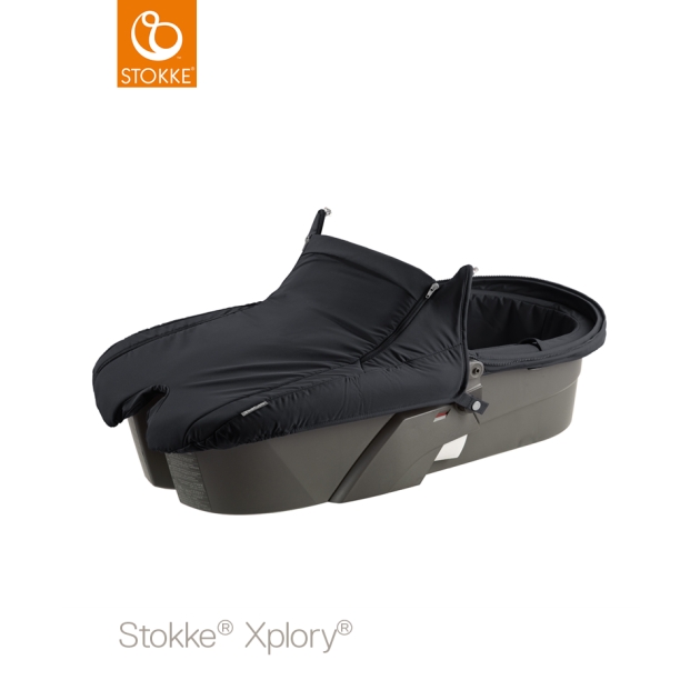 Stokke Xplory V5 Black juoda važiuoklė (su lopšiu)