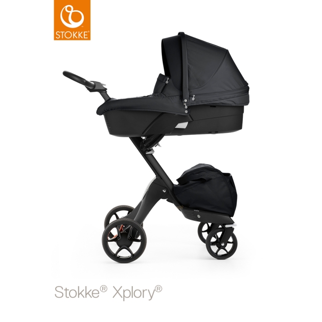 Stokke Xplory V5 Black  juoda važiuoklė (su lopšiu)