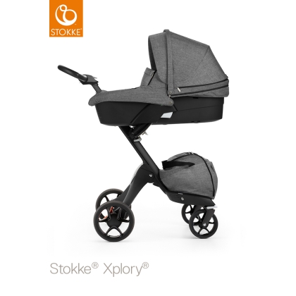 Stokke Xplory V5 Black Melange juoda važiuoklė (su lopšiu)
