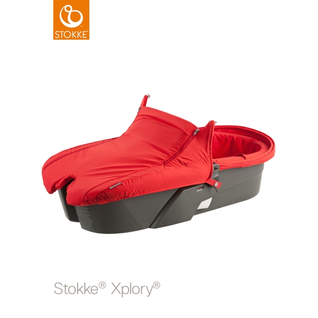 Stokke Xplory V5 Red juoda važiuoklė (su lopšiu)