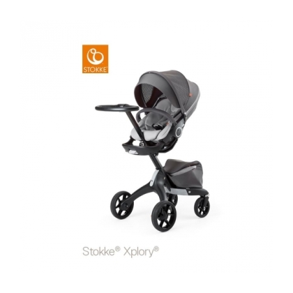 Stokke Xplory V5 sportinukas (juodas rėmas) Athlesure Grey