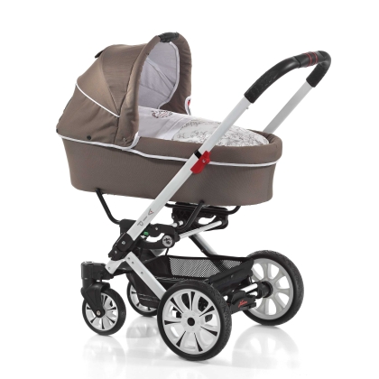 Vežimėlis Vip XL Cappuccino/Ecrue Blume 2-in1 (kietas lopšys)