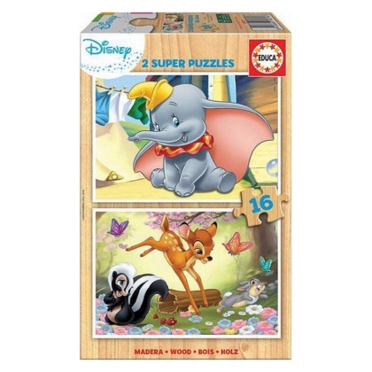 2 galvosūkių rinkinys Disney Dumbo  Bambi Educa 18079 Medžio Vaikiškas 16 Dalys