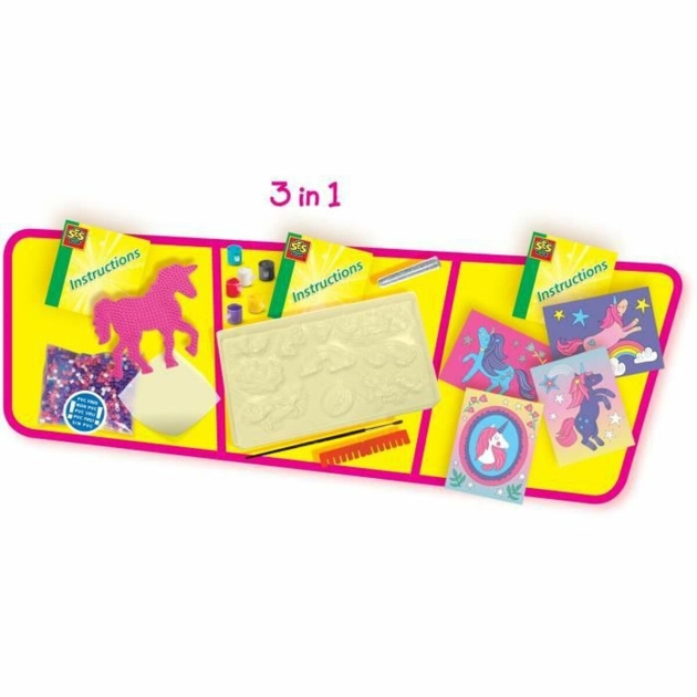 Edukacinis žaidimas SES Creative Glitter unicorns 3 in 1