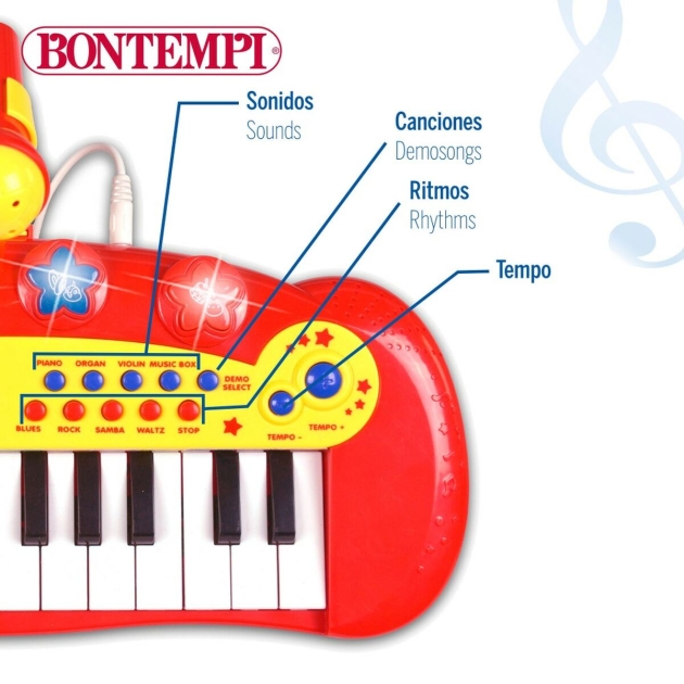 Interaktyvus pianinas kūdikiams Bontempi Vaikiškas Mikrofonas 33 x 13 x 19,5 cm (6 vnt.)