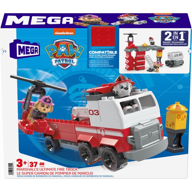 Playset Megablocks Paw Patrol Gaisro variklis + 3 metų 37 Dalys