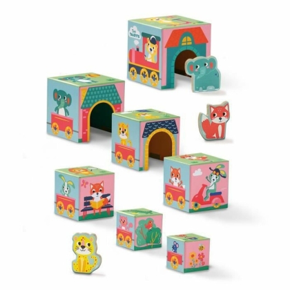 Playset SES Creative Block tower to stack with animal figurines 10 Dalys