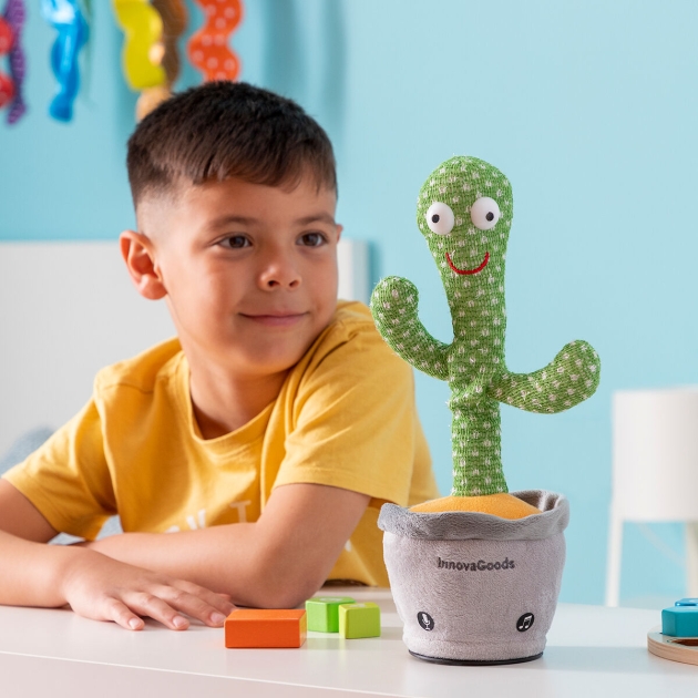 Šokantis kalbantis pliušinis kaktusas su muzika ir įvairiaspalviu LED Pinxi InnovaGoods