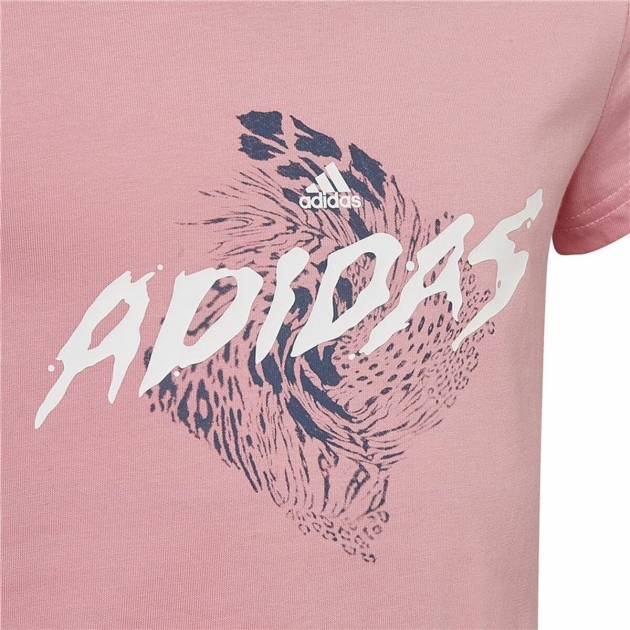 Vaikiška Marškinėliai su trumpomis rankovėmis Adidas Graphic Rožinė