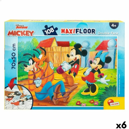 Vaikiška puzlė Mickey Mouse Dvipusis 108 Dalys 70 x 1,5 x 50 cm (6 vnt.)