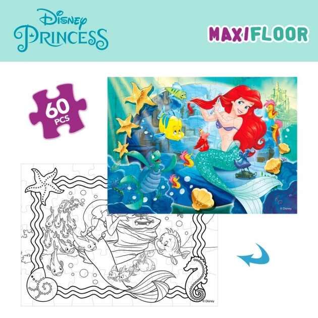 Vaikiška puzlė Disney Princess 60 Dalys 70 x 1,5 x 50 cm Dvipusis (6 vnt.)