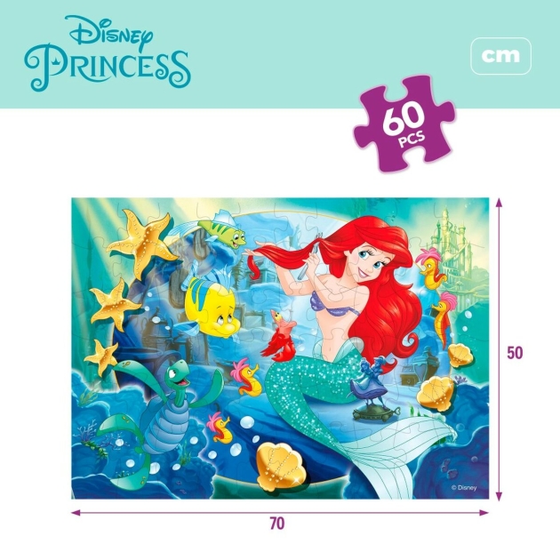 Vaikiška puzlė Disney Princess 60 Dalys 70 x 1,5 x 50 cm Dvipusis (6 vnt.)