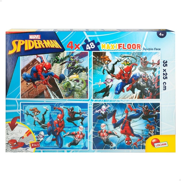 Vaikiška puzlė Spider Man Dvipusis “Keturi viename” 48 Dalys 35 x 1,5 x 25 cm (6 vnt.)