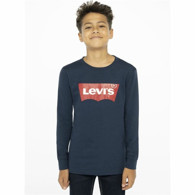 Vaikiški marškinėliai ilgomis rankovėmis Levi’s Batwing Tamsiai mėlyna
