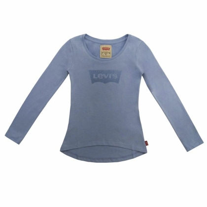 Vaikiški marškinėliai ilgomis rankovėmis Levi's Fille Plieno mėlynumo