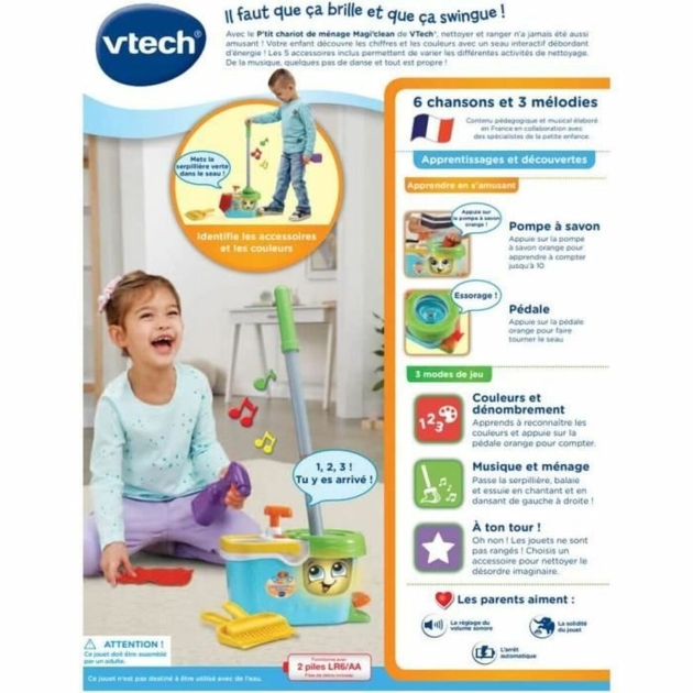 Valymo ir laikymo rinkinys Vtech Little Magi’clean Cleaning Trolley Žaislai