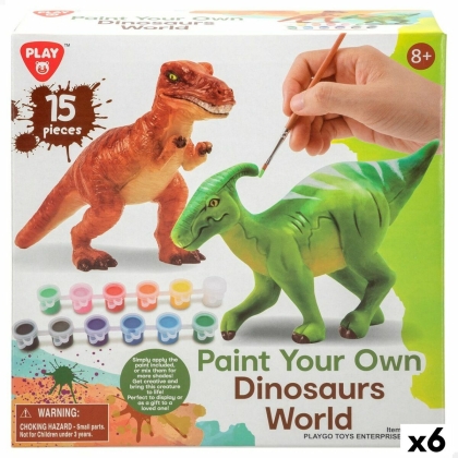 2 dinozaurų rinkinys PlayGo 15 Dalys 6 vnt. 14,5 x 9,5 x 5 cm Dinozaurai Dažymui