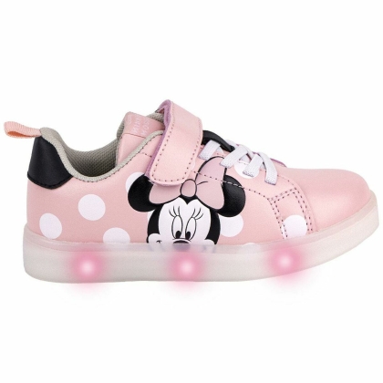 Sportbačiai su LED Minnie Mouse Velcro Rožinė