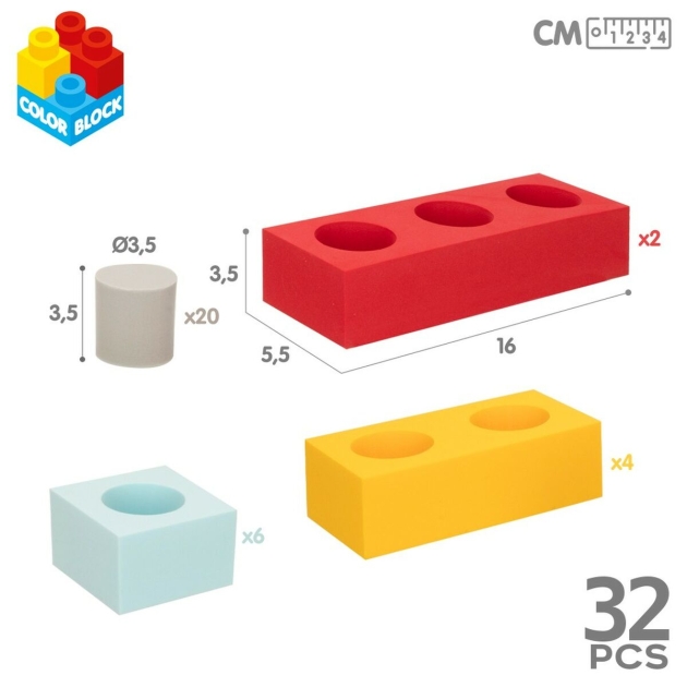 Statymo blokai Color Block 32 Dalys EVA (4 vnt.)
