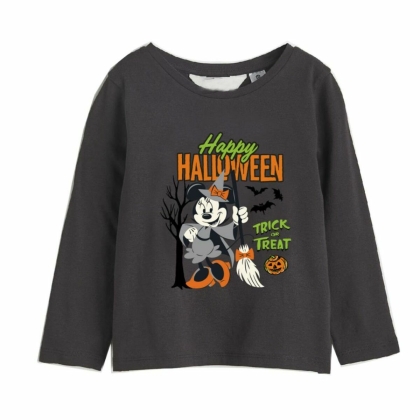Vaikiški marškinėliai ilgomis rankovėmis Minnie Mouse Halloween Tamsiai pilka