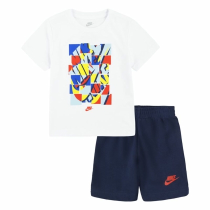 Vaikiška sportinė apranga Nike Nsw Add Ft Short  Mėlyna Balta Spalvotas 2 Dalys