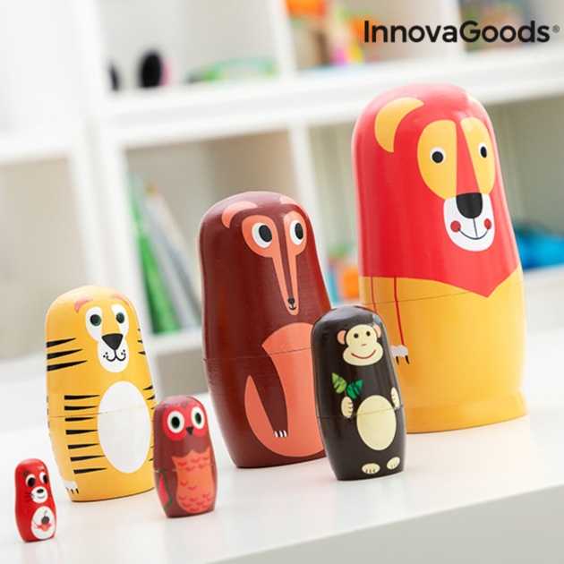 Matrioška medinės gyvūnų figūros Funimals InnovaGoods IG815363 Šiuolaikiškas (Naudoti C)