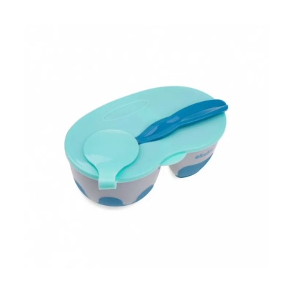 AKUKU 2 dalių dubenėlis su šaukšteliu, A0303-GREY/BLUE