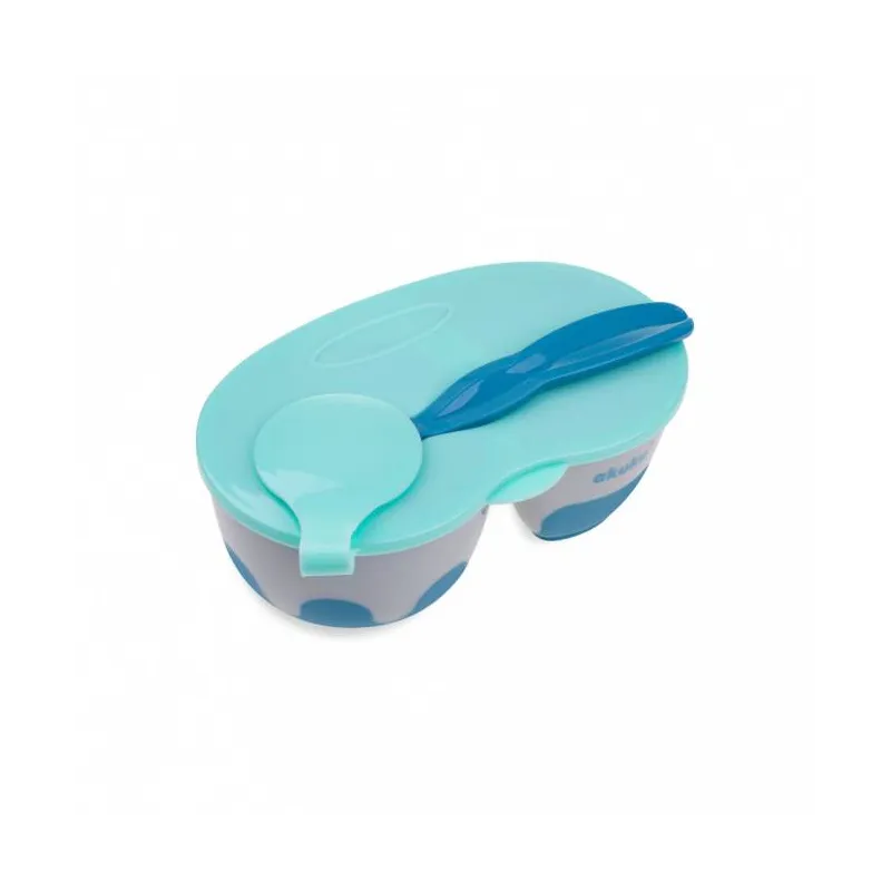 AKUKU 2 dalių dubenėlis su šaukšteliu, A0303-GREY/BLUE AKUKU 2 dalių dubenėlis su šaukšteliu, A0303-GREY/BLUE