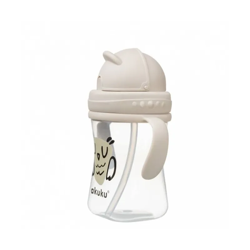 Akuku gertuvė su šiaudeliu, 300ml, su dviem rankenėlėmis, OWL A0204 Akuku gertuvė su šiaudeliu, 300ml, su dviem rankenėlėmis, OWL A0204