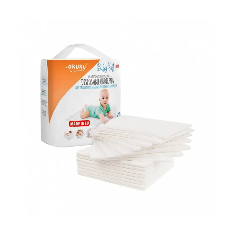 Akuku kūdikio pervystymo paklotai SOFT, 40×60, 15 vnt., A0500 Akuku kūdikio pervystymo paklotai SOFT, 40×60, 15 vnt., A0500