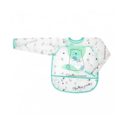 Akuku kūdikio seilinukas ilgomis rankovėmis su užsegimu ir kišenėle, Bear, A0518