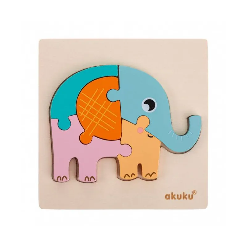 Akuku kūdikių medinė, edukacinė dėlionė ELEFANT, A0600 Akuku kūdikių medinė, edukacinė dėlionė ELEFANT, A0600